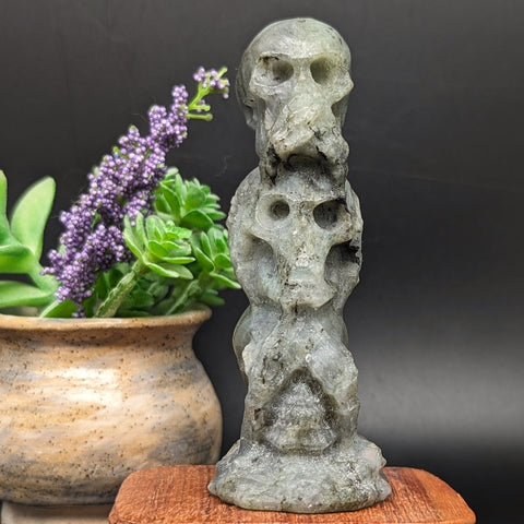 Labradorite Three Skull Carving~CRLABSKL