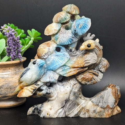 Amazonite "Birds of a Feather" Carving~CRAMBOAF