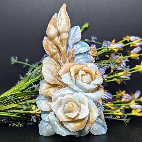 Amazonite "Flower Power" Floral Carving~CRAMFLOW