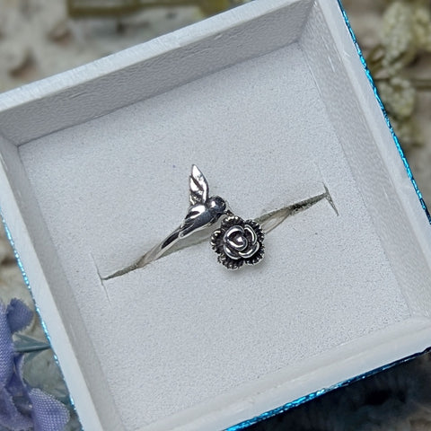 Hummingbird & Flower Ring #9~JSSRHBDF