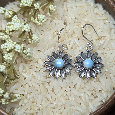 Larimar Flower Earrings~JSSLARFL