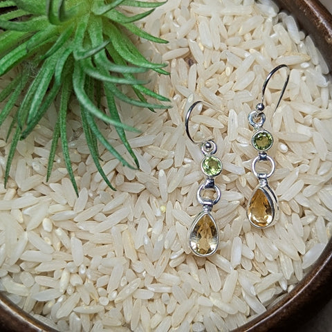 Citrine & Peridot Earrings~JSSCITP1