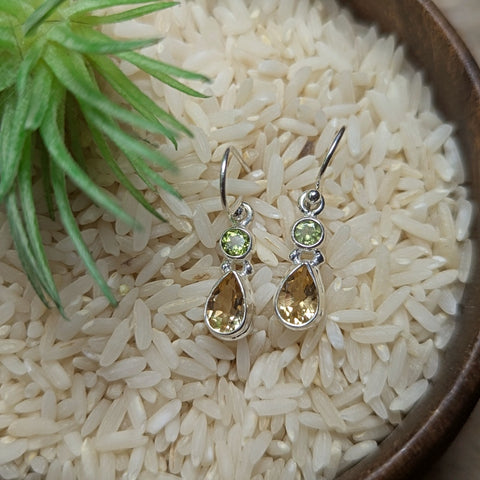 Citrine & Peridot Earrings~JSSCITP2