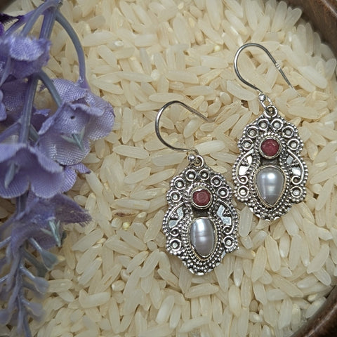 Pearl & Ruby Earrings~JSSPRLRB