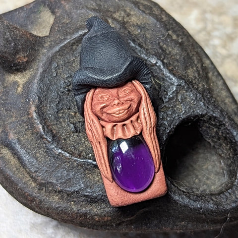 Amethyst Clay Witch Pendant~JCAWITCH