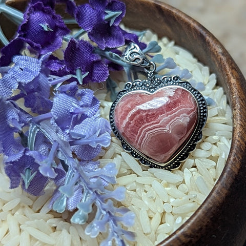 Rhodochrosite Heart Pendant~JSSRHOH2