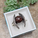 Lodolite Quartz Angel Wings Ring~JSSLQRNG