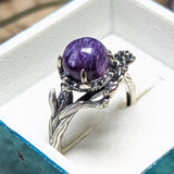Charoite Flower & Vine Ring~JSSCFLVR
