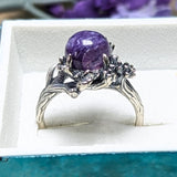 Charoite Flower & Vine Ring~JSSCFLVR