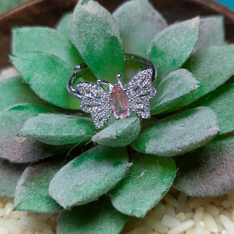 Faceted Pink Tourmaline Butterfly Ring~JSTPTBFR