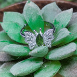 Faceted Green Tourmaline Butterfly Ring~JSTGTBFR