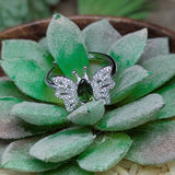 Faceted Green Tourmaline Butterfly Ring~JSTGTBFR