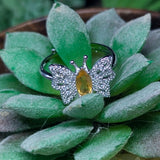 Faceted Golden Tourmaline Butterfly Ring~JSGTTBFR