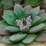 Faceted Golden Tourmaline Butterfly Ring~JSGTTBFR