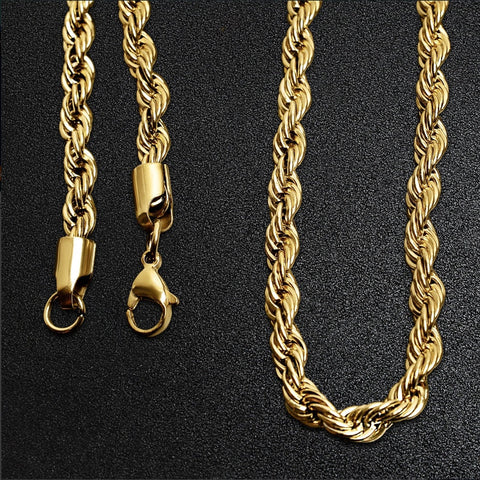 18k Gold PVD Stainless Steel Rope Chain~JGSTS18R