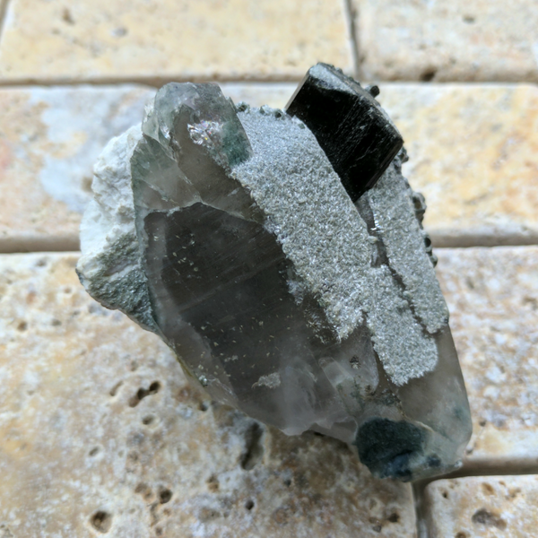 Smoky quartz with black tourmaline online