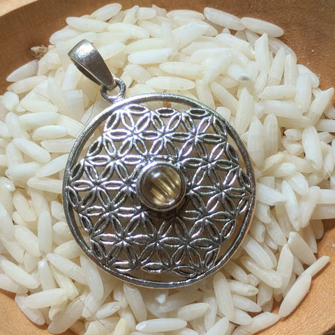 Rutilated Quartz Flower of Life Pendant~JRQTZPD1
