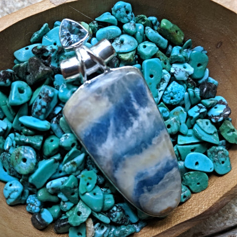 Blue Scheelite & Blue Topaz Pendant~JSCHEEL4