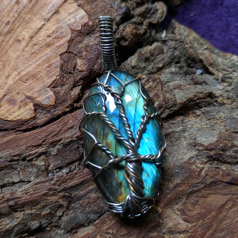 Labradorite Tree Wire Wrapped Pendant~JWRLABT2