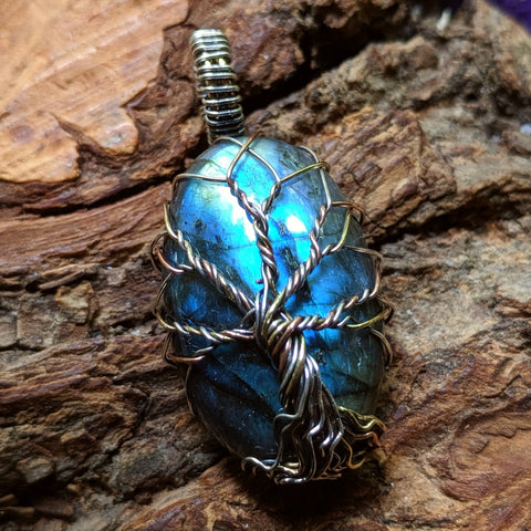Labradorite Tree Wire Wrapped Pendant~JWRLABT4