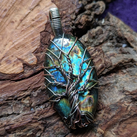 Labradorite Tree Wire Wrapped Pendant~JWRLABT5