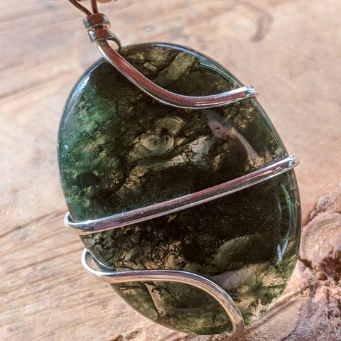 Moss Agate Pendant~JSPWRMA3