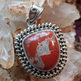 Red Jasper & Quartz Pendant~JSSRJQP1