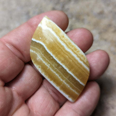 Yellow Calcite Palm Stone~CRYCPS05