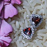 Almandine Garnet Heart Post Earrings~JGAREAR1