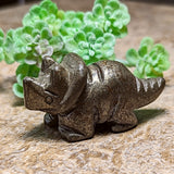Pyrite Triceratops Carving~CRPYTRIC