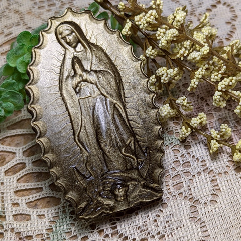 Gold Sheen Obsidian Mother Mary Carving~CRGSOMMC
