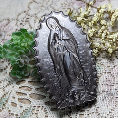 Silver Sheen Obsidian Mother Mary Carving~CRSSOMMC