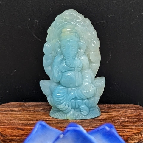 Blue Calcite Ganesha Carving~CRBCGC01
