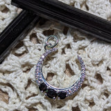 Black Tourmaline & White Topaz Moon Pendant~JSSBTWTM