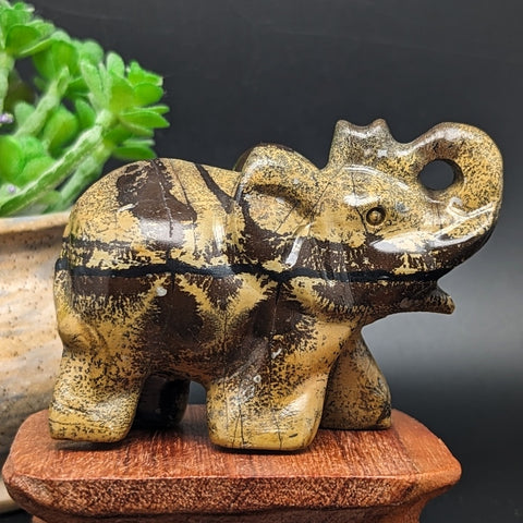 Dendritic Jasper Elephant Carving~CRDJELEP