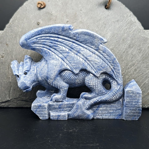 Blue Aventurine "Guardian" Dragon Carving~CRBADRAG