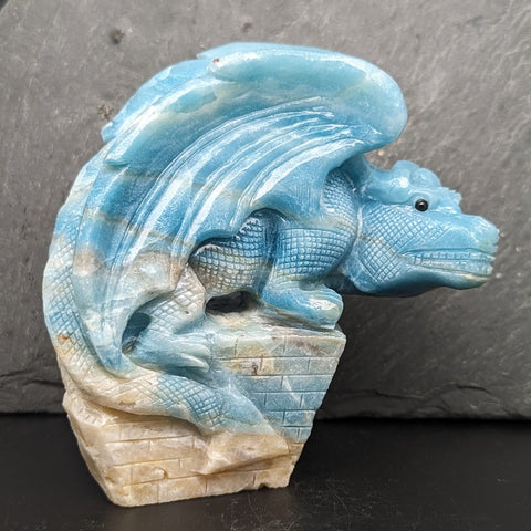 Amazonite "The Keep" Castle Dragon Carving~CRAMKEEP