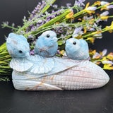 Amazonite "Harvest" Birds on Corn Carving~CRAMCORN