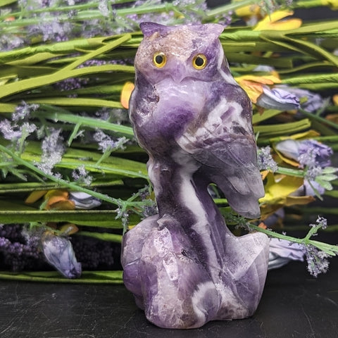 Amethyst Owl Carving~CRAOWLC2