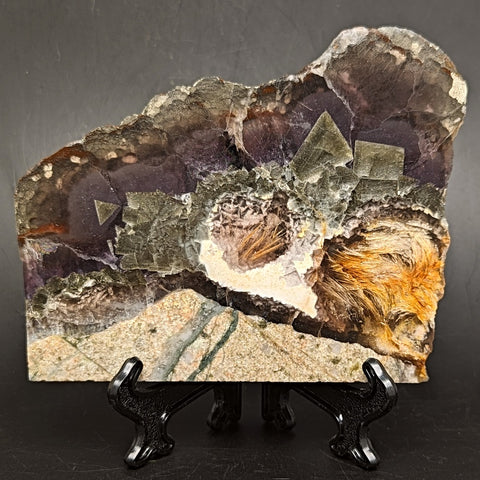 Fluorite, Scolecite 7 Pyrite Slab(RARE)~CRCFSPS3