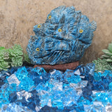 Blue Apatite Fish & Octopus Carving~CRSEABA1