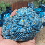 Blue Apatite Fish & Octopus Carving~CRSEABA1