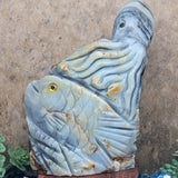 Amazonite Fish & Octopus Carving~CRSEAAM1