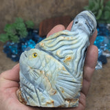 Amazonite Fish & Octopus Carving~CRSEAAM1