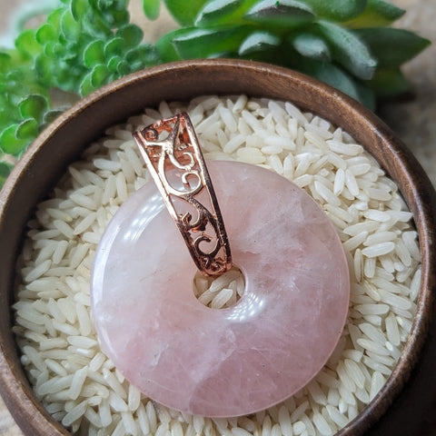 Rose Quartz Donut Pendant~JRQDONP2