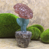 Potted Lithium Muscovite Quartz Flower Carving~CREMFLMQ