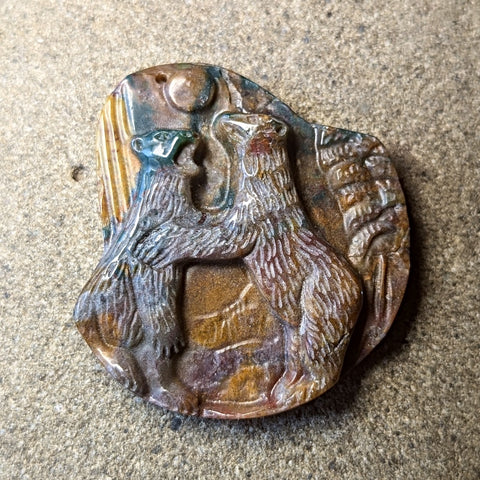 Jasper "Bear Moon" Carving~CRCRV128