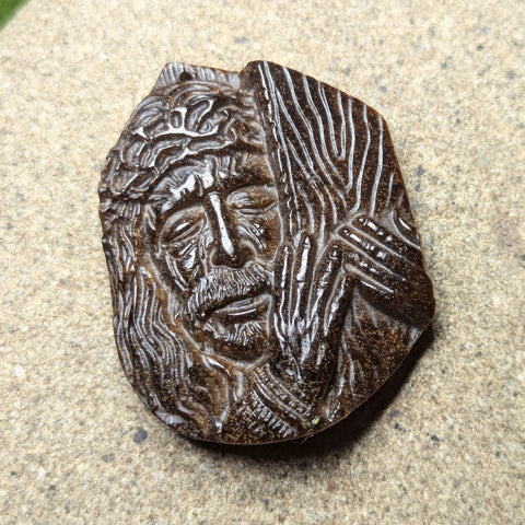 Tiger Eye "Passion of Christ" Carving~CRCRV049