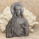 Silver Sheen Obsidian Jesus Carving~CRJESOBC