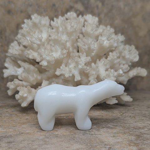 White Jade Polar Bear Carving~ CRWJPLBR